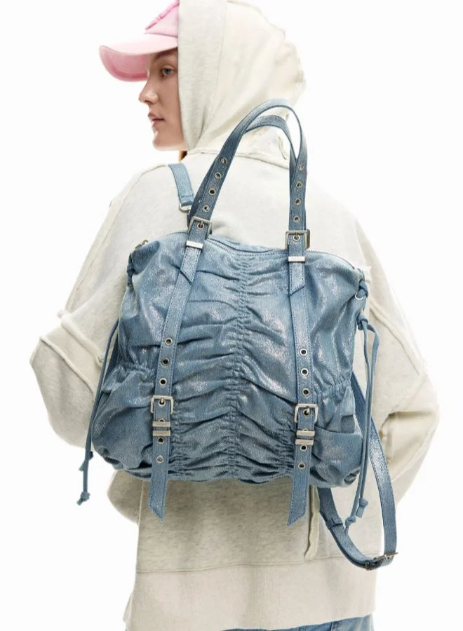 DESIGUAL Blue Medium ruched denim backpack for Women | Best Price UAE